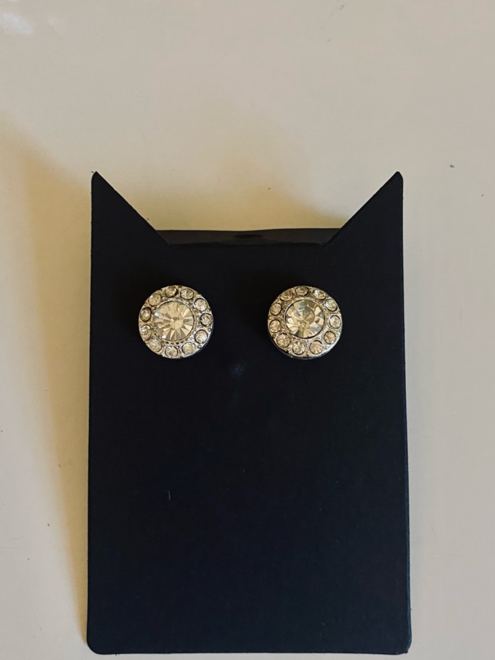 Crystal Halo Stud Earrings - Clear Rhinestone Pierced